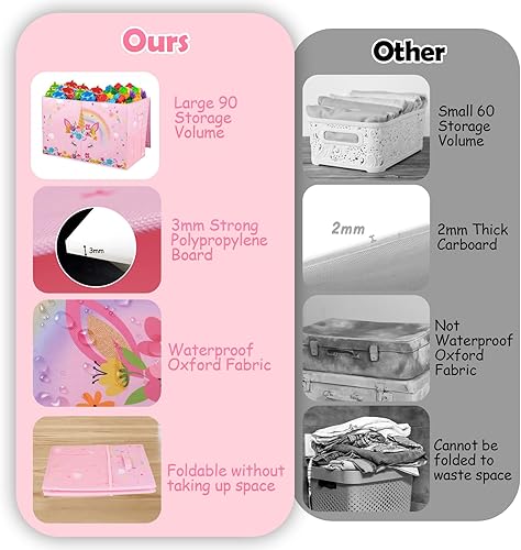 Miniatura 7 de Large Toy Box, Collapsible Sturdy Kids Storage Organizer for Boys Girls, 25"x13"x16" Storage Box with Lids, Toy Chest Bins Basket for Living Room