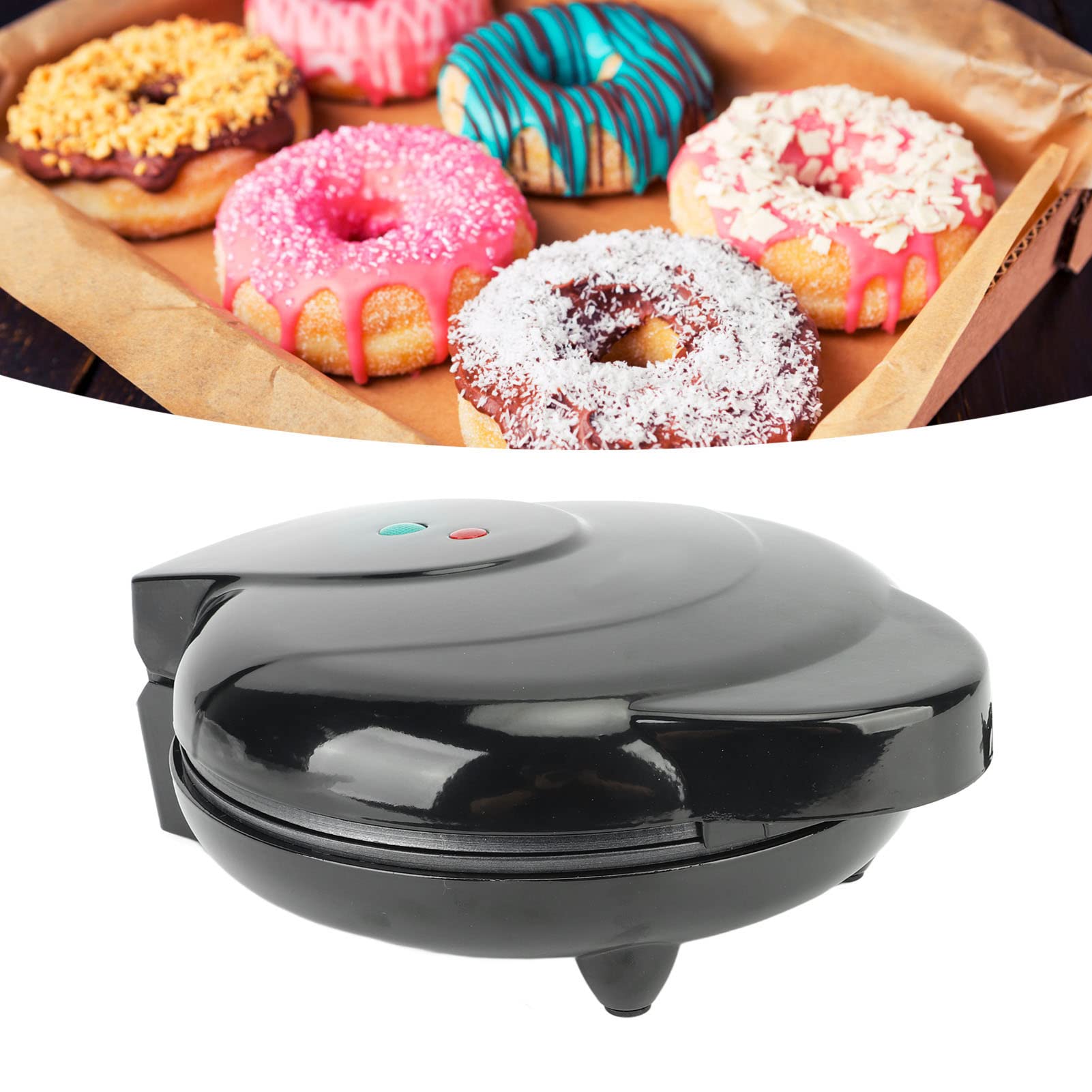 Donut Maker, 1000W Antiadhésive Mini Donut Maker Machine Double Face Heating Electric Donut Maker, Fait 7 Donuts, pour Enfants Petit Déjeuner Collations Desserts (Noir)
