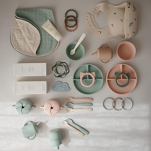 Miniatura 7 de mushie Tazón de succión de silicona | Diseño antideslizante sin BPA (rubor) Rosa (Blush),azul (Cambridge Blue),Malva nublada,Narciso,Dried