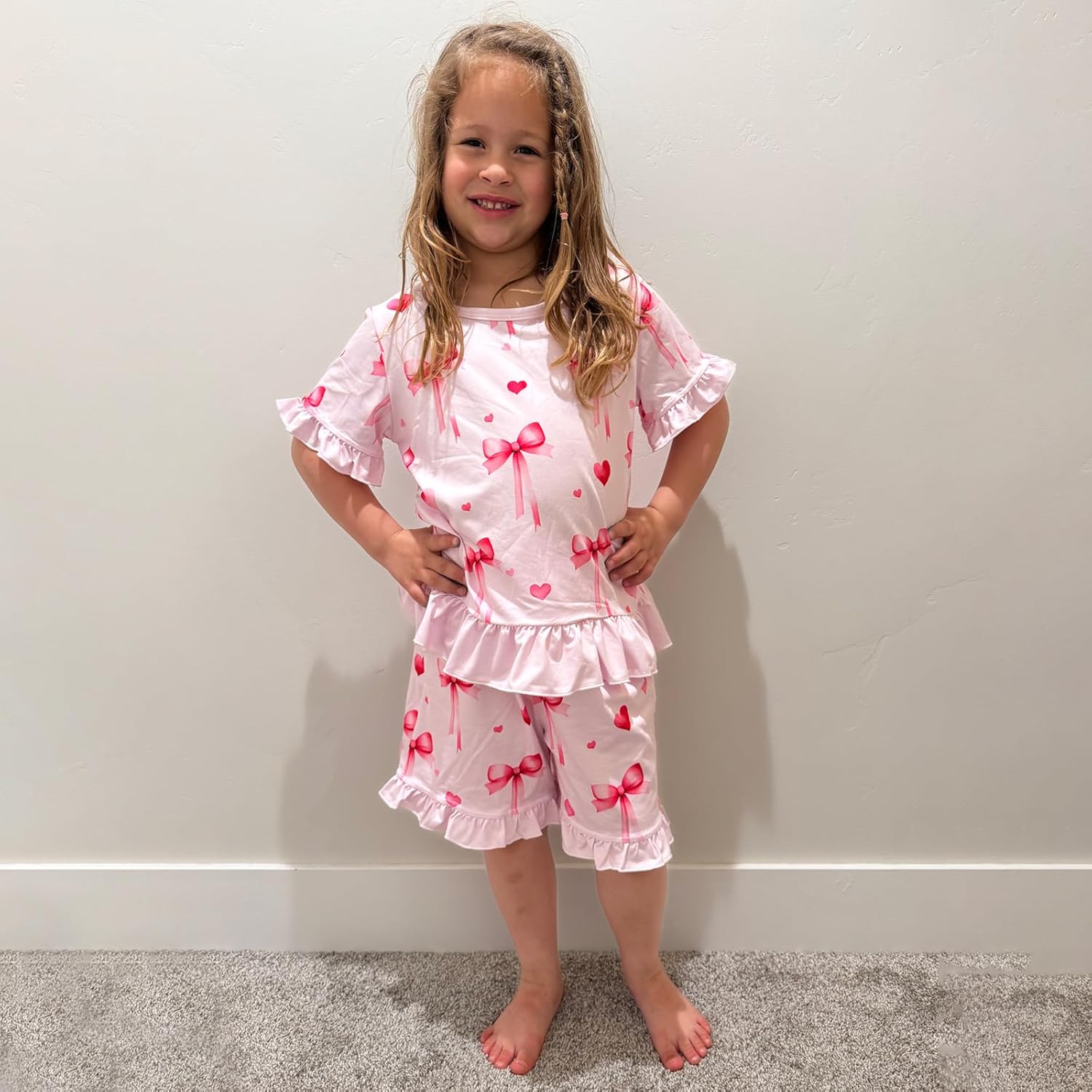 LQSZ Girls Pajamas Set Summer Kids Princess PJS Shorts Sleeve Lounge Set Sleepwear for 3-10 Years - Image 4