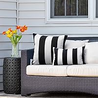 Vista 5 de WESTERN HOME WH - Juego de 2 fundas decorativas de cojín para exterior, a rayas, impermeables, de poliéster, para jardín, casa de campo moderna