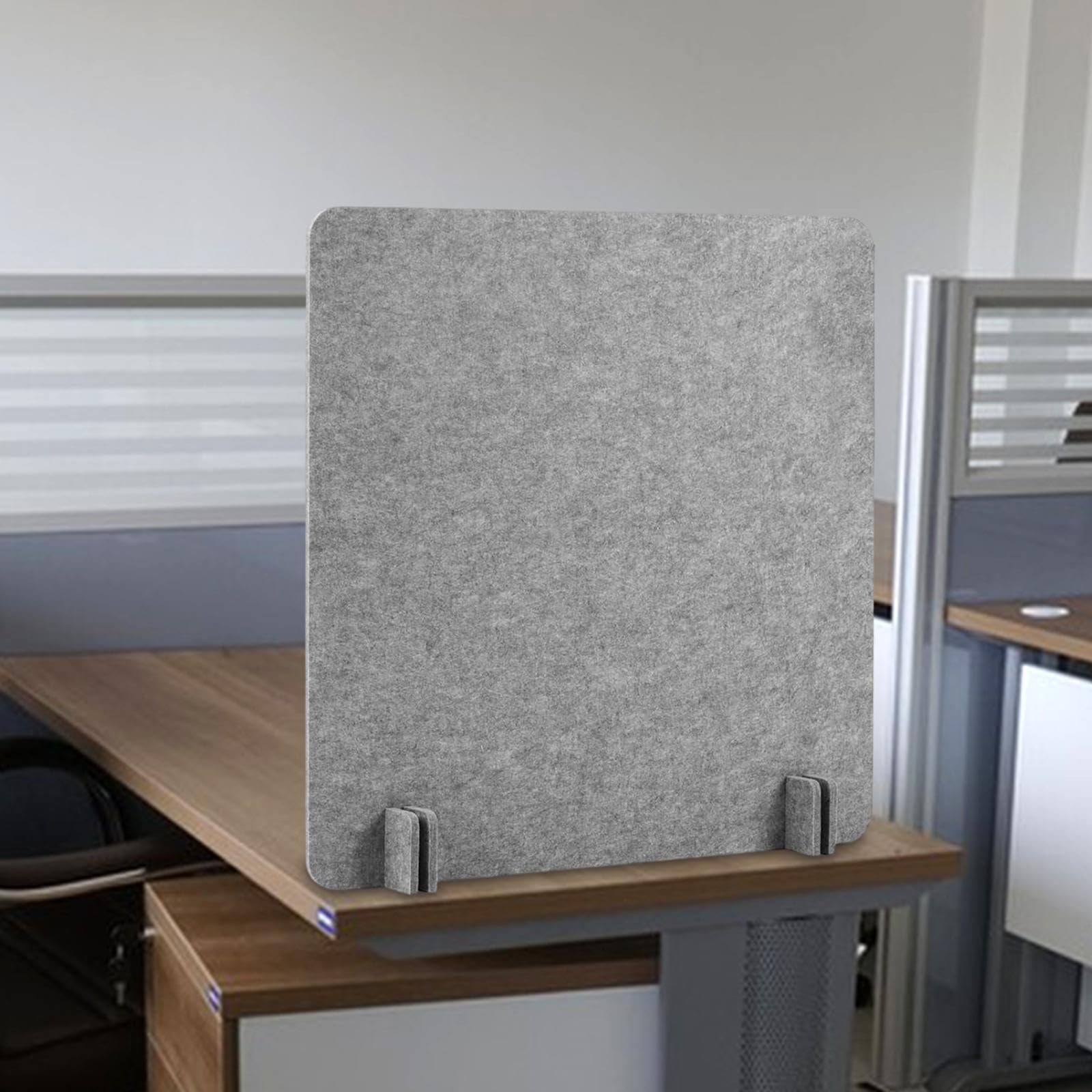 Milageto Akustische Schreibtischabtrennung, leichte Schutzwand, Tischteiler für Empfangsbereich, Arbeitszimmer, Studentenbüro, Quadratisches Hellgrau