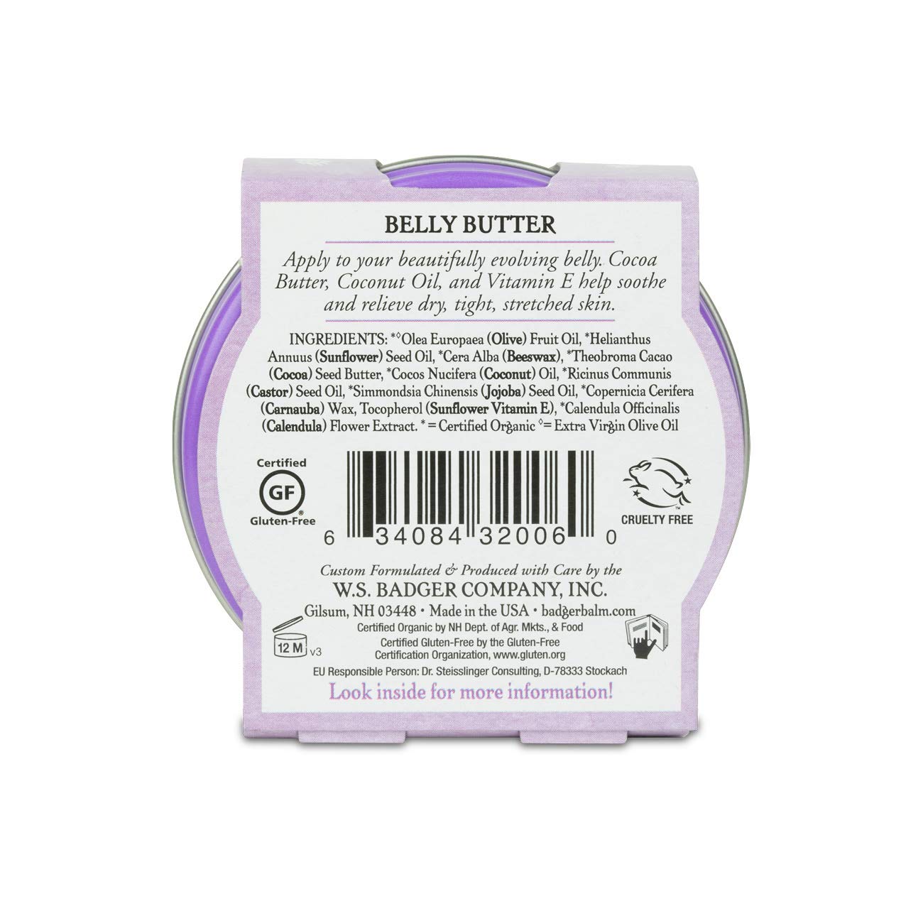 Badger Belly Butter, Cocoa Butter & Calendula, Certified Organic