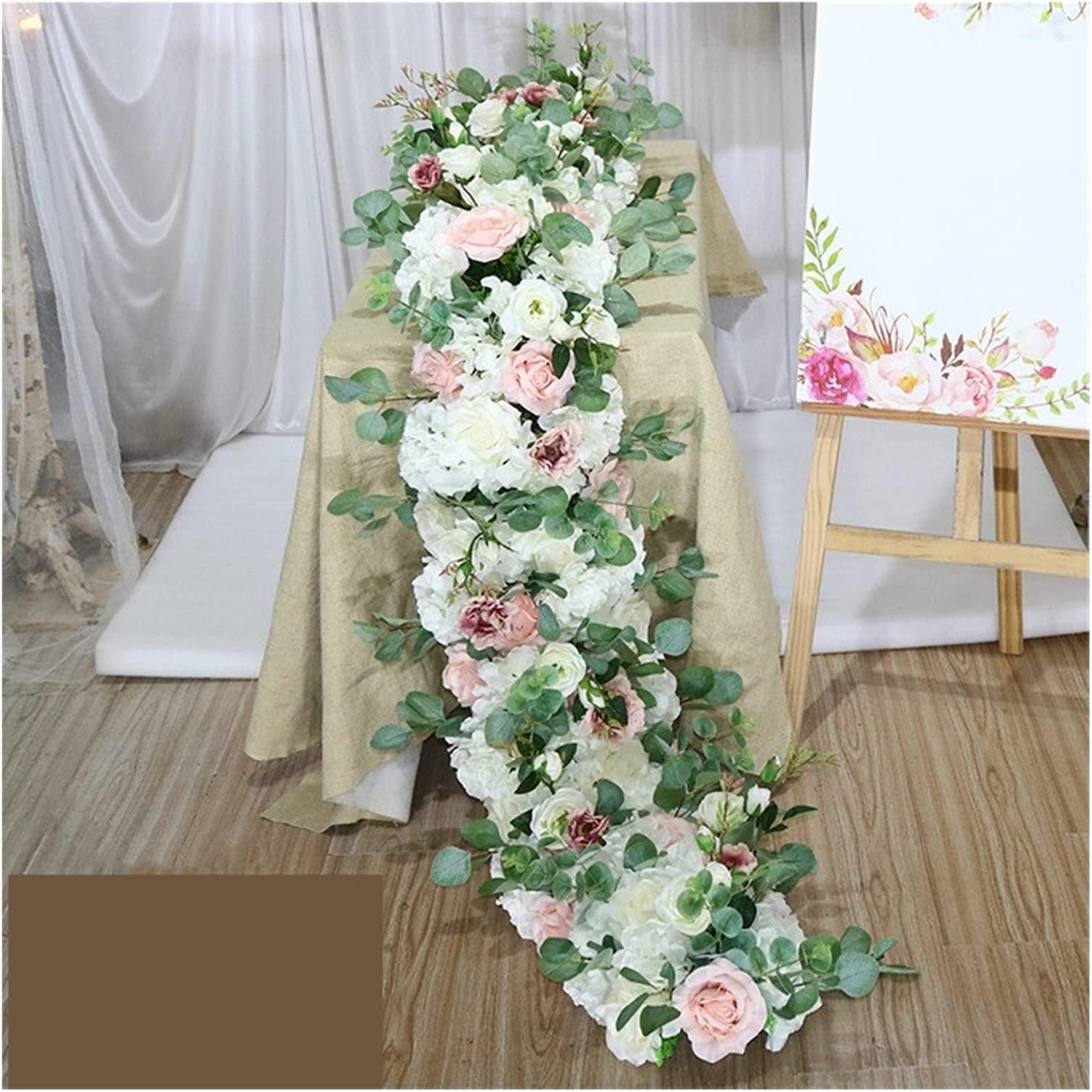 YOUMEINU New 1M Orchid Hydrangea Strip Table Flower Banquet Artificial Flower Runner Party Event Wedding Decoration Flower Row Photo Props perfection (Color : A5)