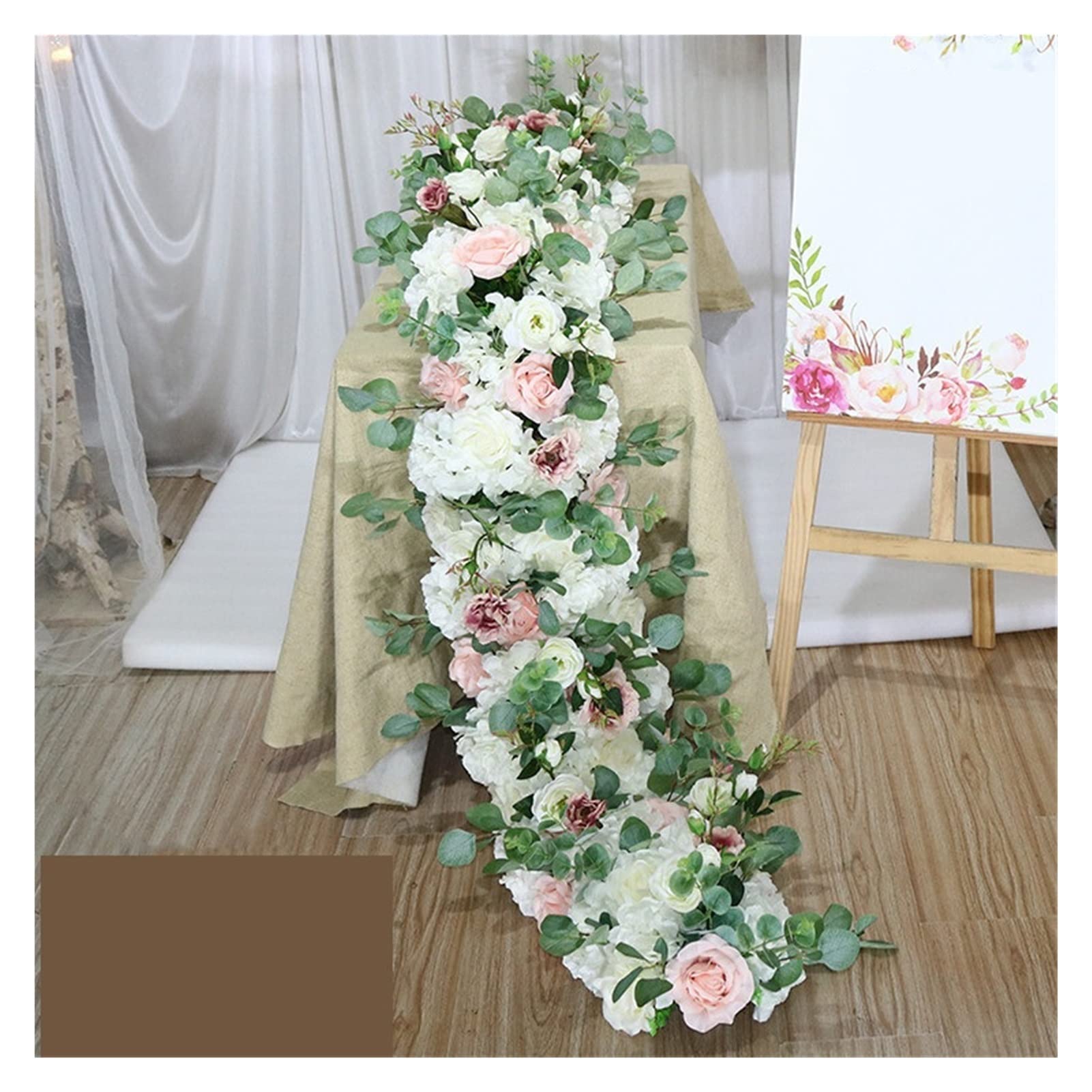 YOUMEINU New 1M Orchid Hydrangea Strip Table Flower Banquet Artificial Flower Runner Party Event Wedding Decoration Flower Row Photo Props perfection (Color : A5)