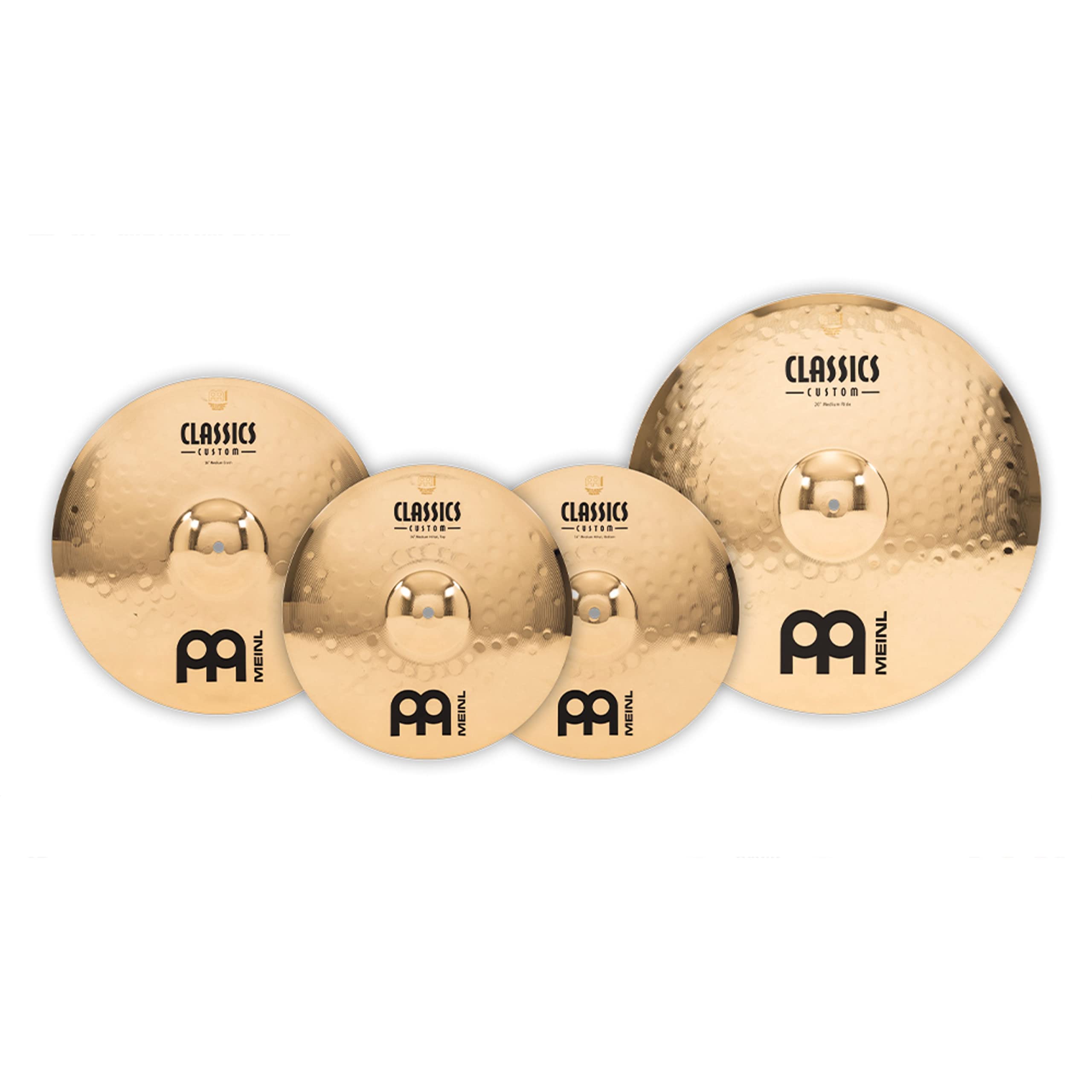 Meinl Cymbals Classics Custom Brilliant Cymbal Set Box Pack di Piatti con Piatto per Batteria Hihat 14 pollici, Crash 16 e Ride 20 - Bronzo B12, Finitura Brillante (CC141620)