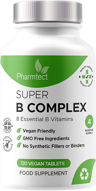Pharmtect Vitamin B Complex 1000mcg - High Strength B-12 Methylcobalamin Supplement - Boost Energy, Reduce Fatigue & Tiredness - UK Made 120 Capsules - Natural Daily Vitamin for Better Overall Health