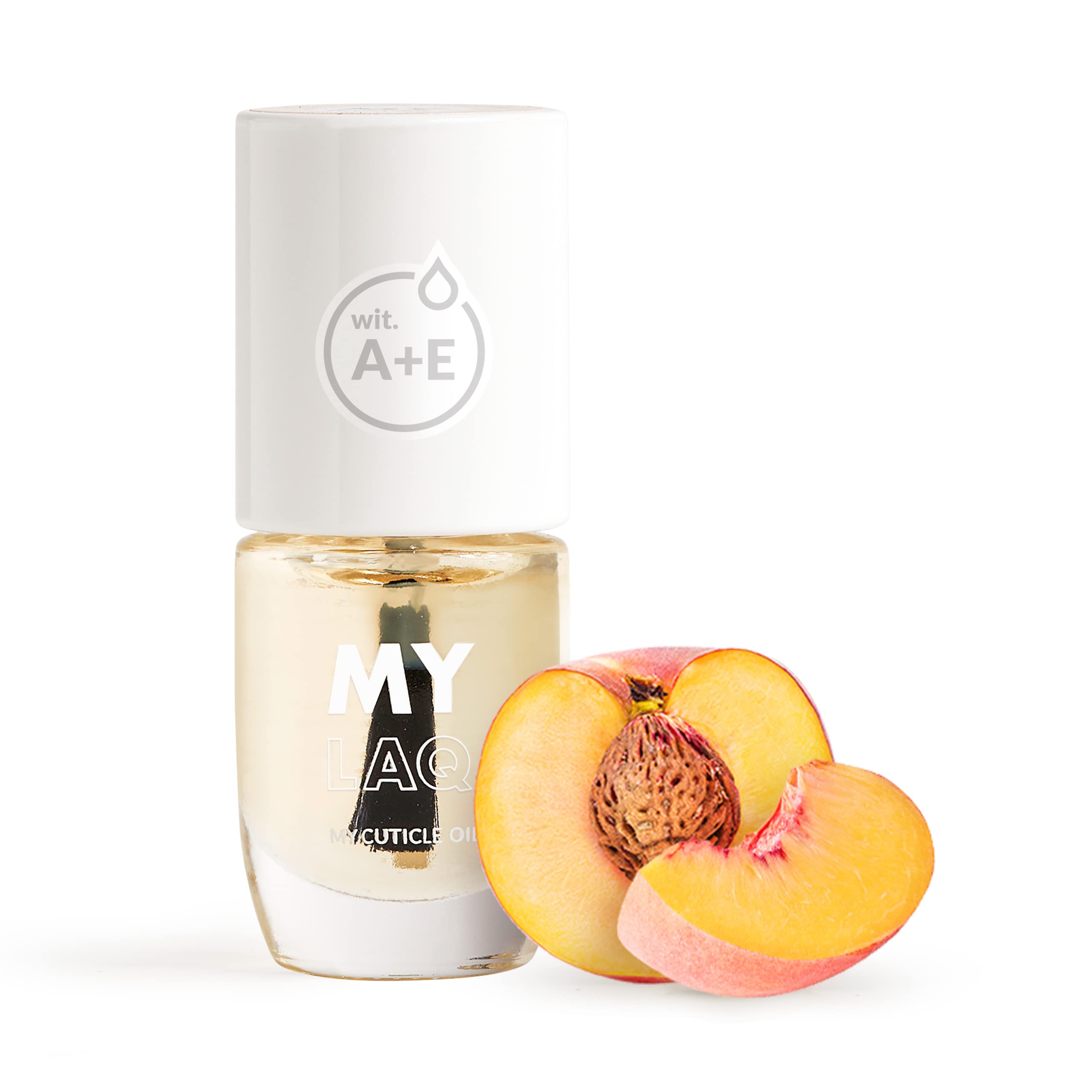 MYLAQ My Peach Care Vitamin Cuticle Oil - Olio per Cuticole - con Olio di Mandorle e Germe di Grano - Pesca e Oliva - Vitamine A ed E - Lubrifica e idrata - 5 ml