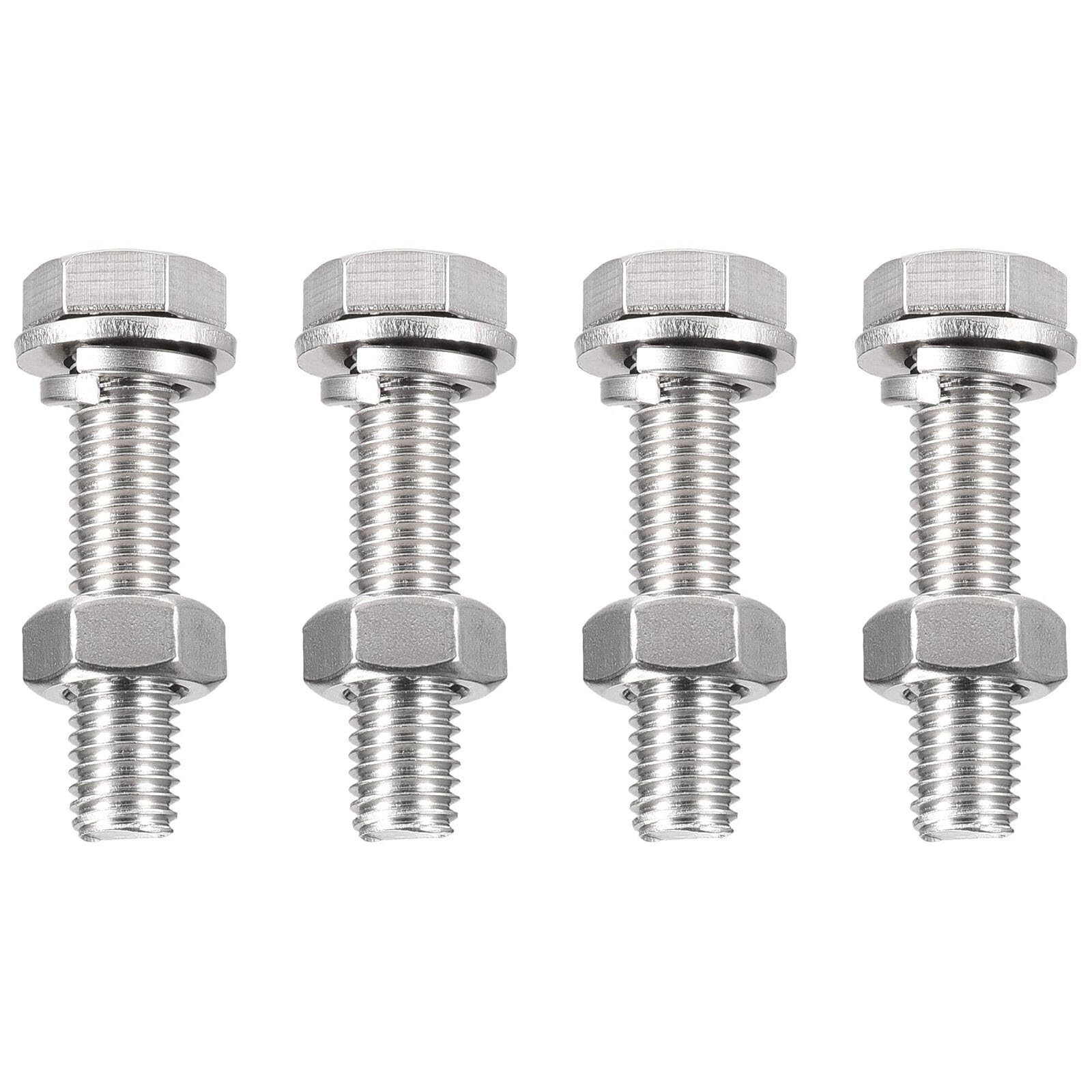 TA-VIGOR 4Pcs M10 x 50mm Hex Head Screws Bolts, Nuts, Flat & Lock Washers Kits, Fully Thread Hexagon Bolts