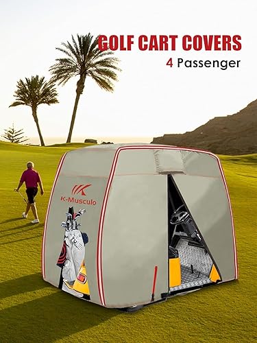 Miniatura 3 de K-Musculo Funda para carrito de golf, 2+2 pasajeros, se adapta a EZGO, Club Car, Yamaha, tela de grado marino de servicio pesado, impermeable y