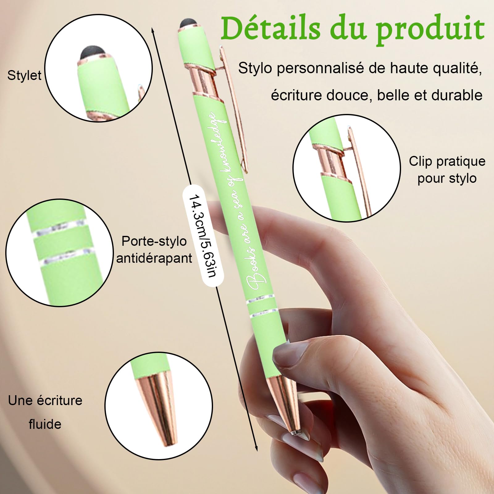 Générique Stylo Personnalisé avec Texte/Icône Gravé, Personnalisable 2-1 Stylo Multifonction avec Stylet, Multicolore, 50 Pièces