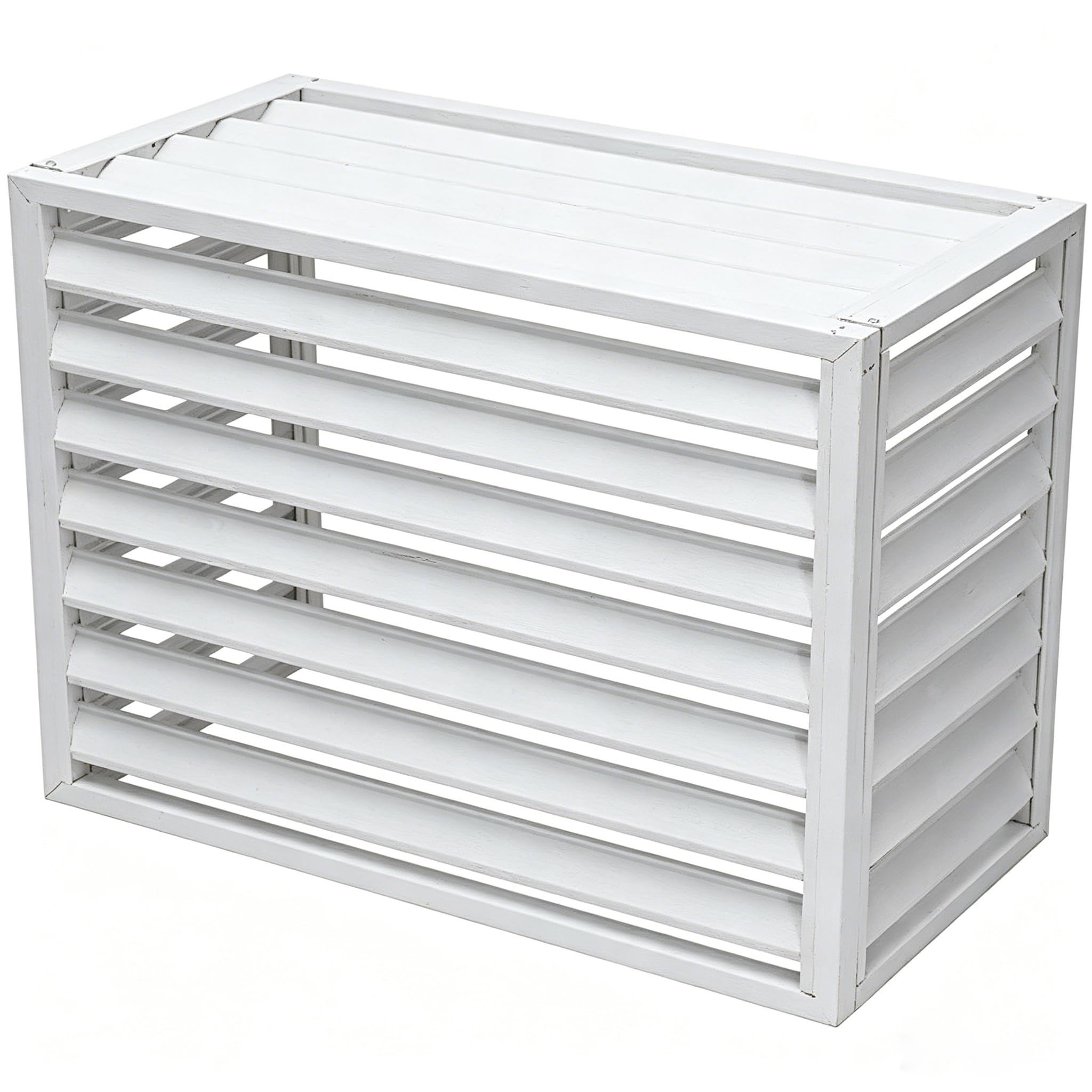Grille pour climatiseur extérieur avec toit à persiennes, ininflammable et résistant à la corrosion, ne gêne pas la ventilation pour balcon, patio et mur extérieur 1.5CV(Blanc, 100×50×70 cm)