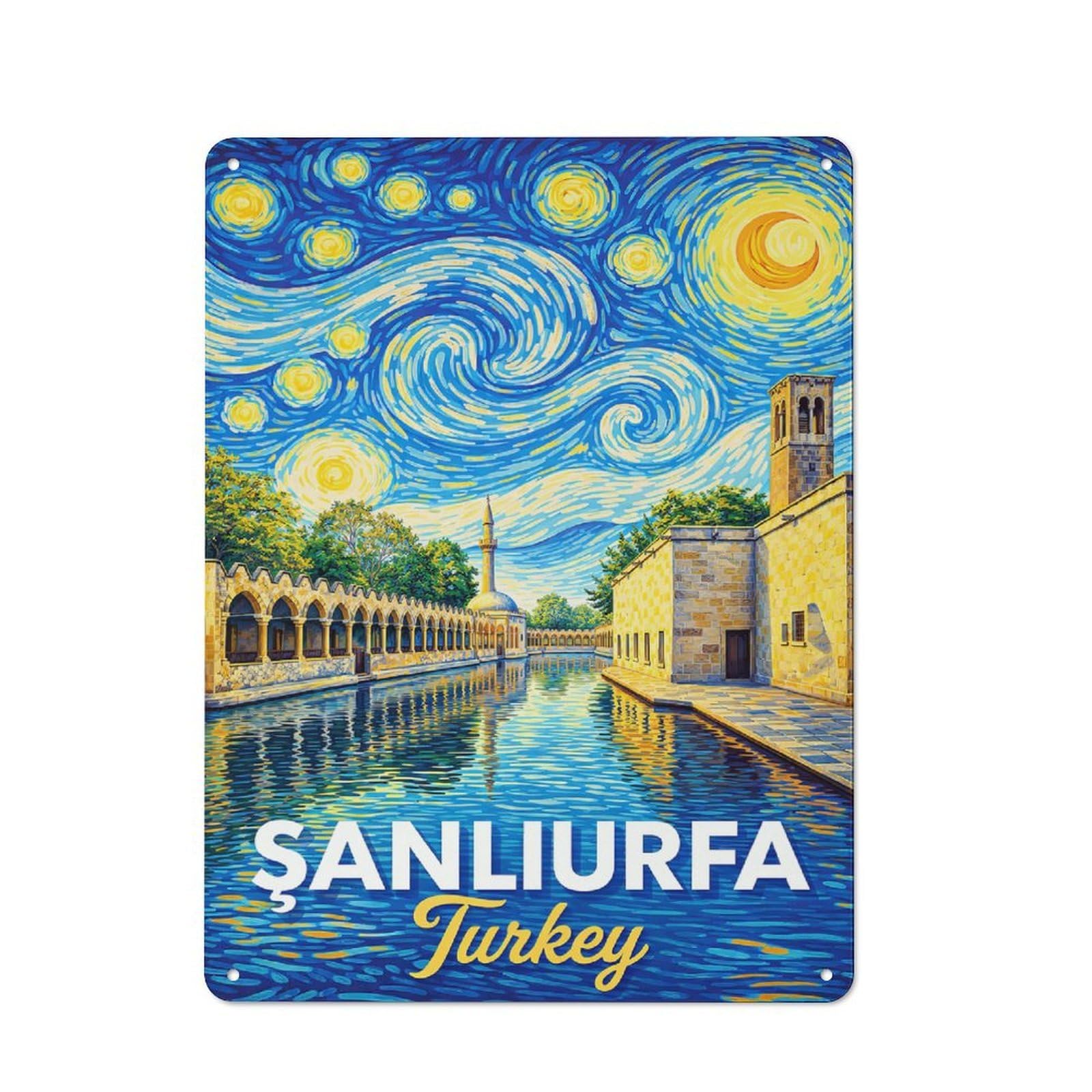 Junmoney Style-22 Sanliurfa Turkey Starry Night Vintage Metal Sign 40X30cm For Hobby Room Or Studio, Housewarming Present For People Styling Hobby Room And Studio