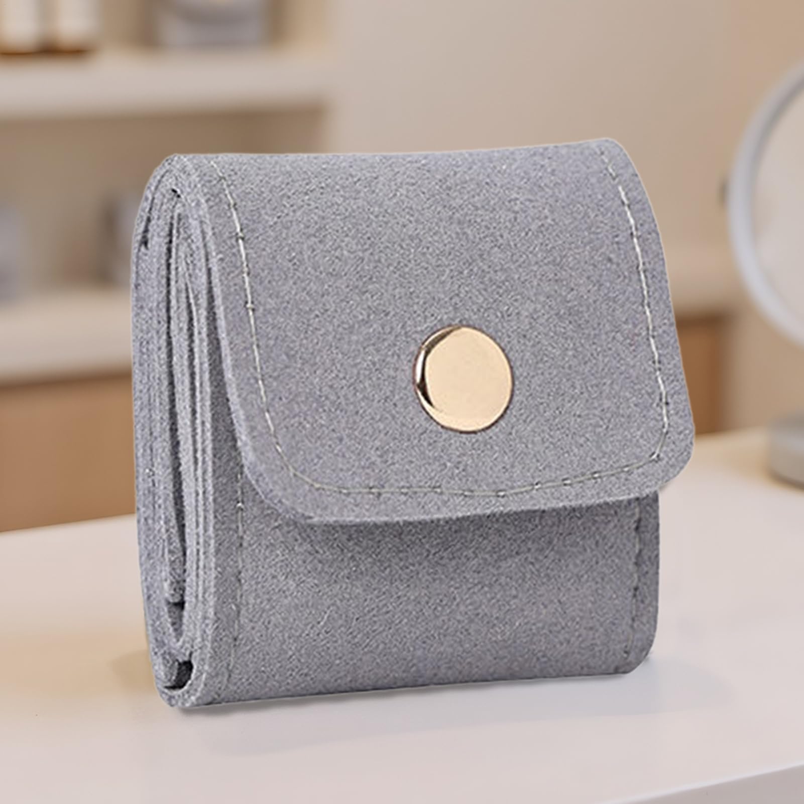 ミニトラベルジュエリーバッグ、折りたたみ式ジュエリートラベルポーチ、バックル付き小型ジュ エリーネックレス収納バッグ、多機能ジュ エリーリングイヤリングポーチオーガナイザーアクセサリー、女性、女の子用