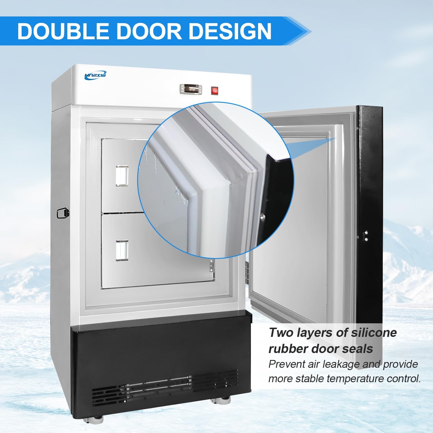 HNZXIB -123℉ Ultra Low Temperature Freezer 80L, Digital Display, Automatic Overtemperature Alarm, Accurate Temperature Control for Laboratory Samples Storage