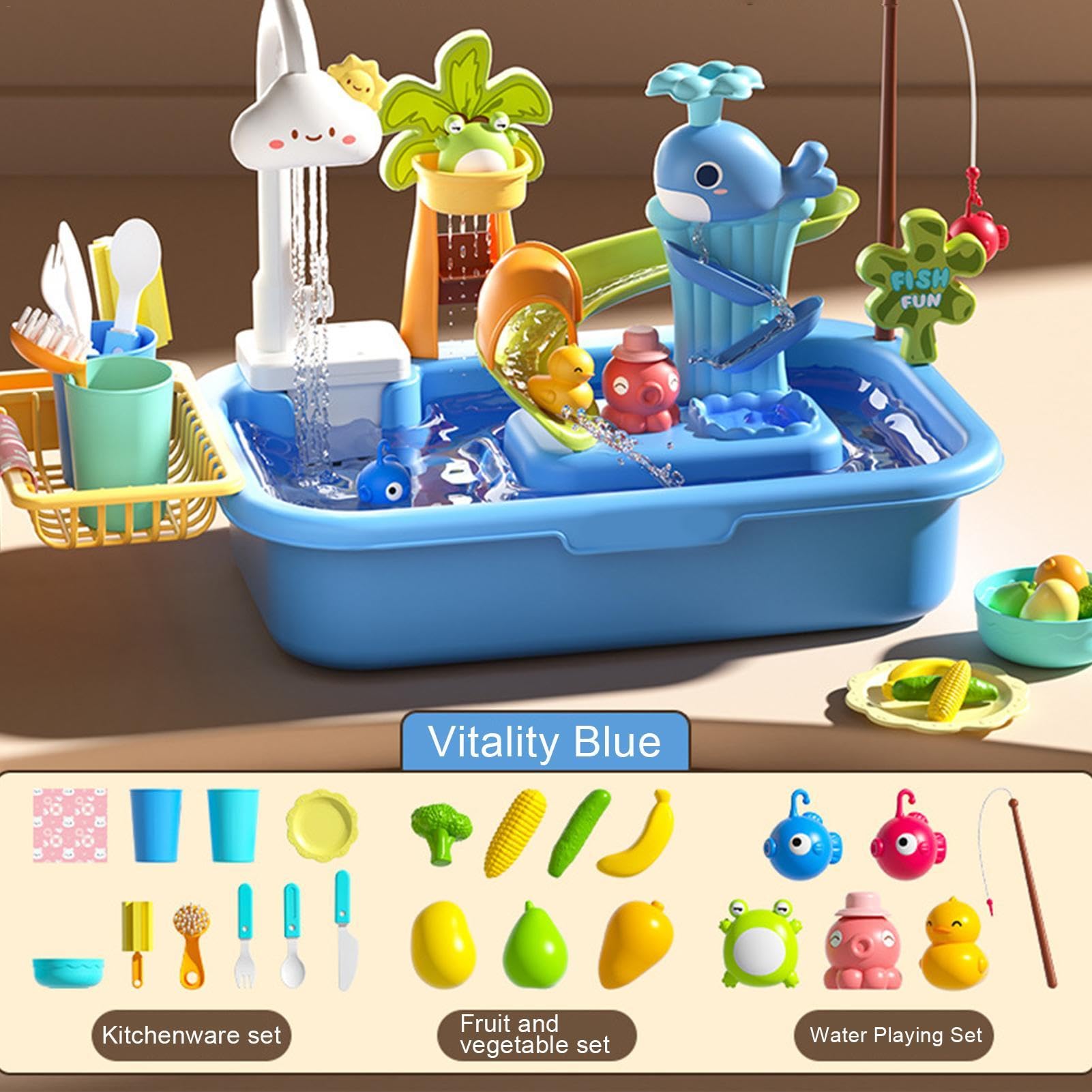 Giocattolo da gioco per lavastoviglie, lavello per con acqua corrente | Giochi d'acqua per - all'aperto 4 in 1 per i più piccoli, tavolo ad acqua per giochi creativi, attività | Giochi d'acqua per - all'aperto 4 in 1 per i più piccoli, tavolo ad acqua per