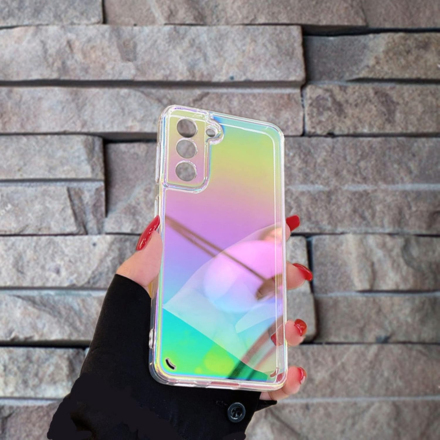 Iridescent Gradient Clear Case for Samsung A12 S20 Plus Note 20 Ultra Z Flip 3 case with Precise Camera Hole Design Anti-Fingerprints Color Plating PC Case,Iridescent,Z Flip 3