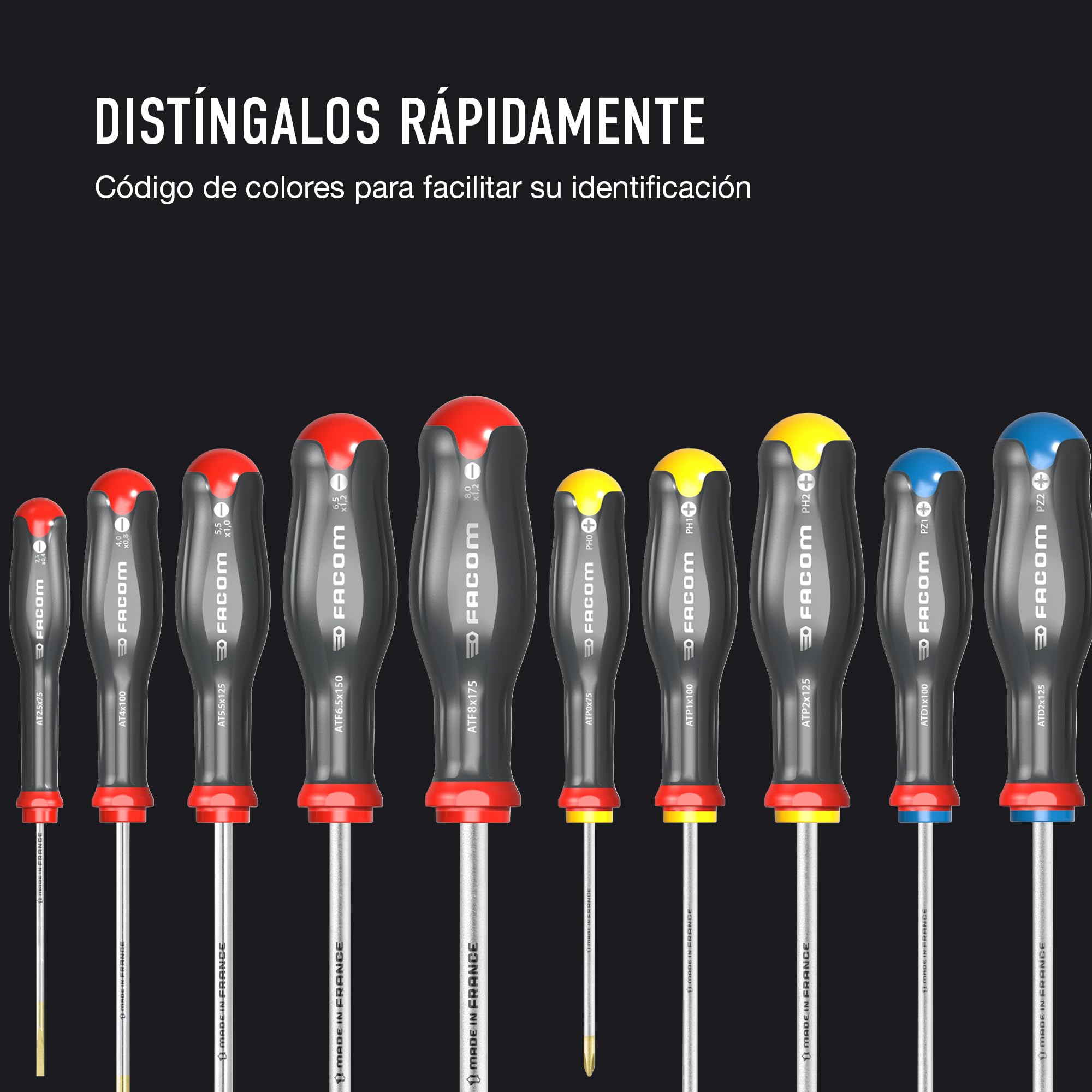 FACOM Juego de destornilladores de 10 piezas PROTWIST, ATW.J10PB