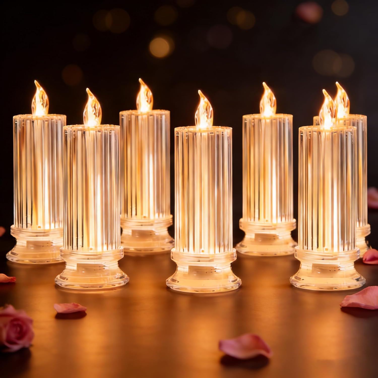 Creative Refractive Diamond LED Electronic Candle Lights,LED Plastic Candle Lights, Romantic Valentine's Day Home Decor (6PCS)