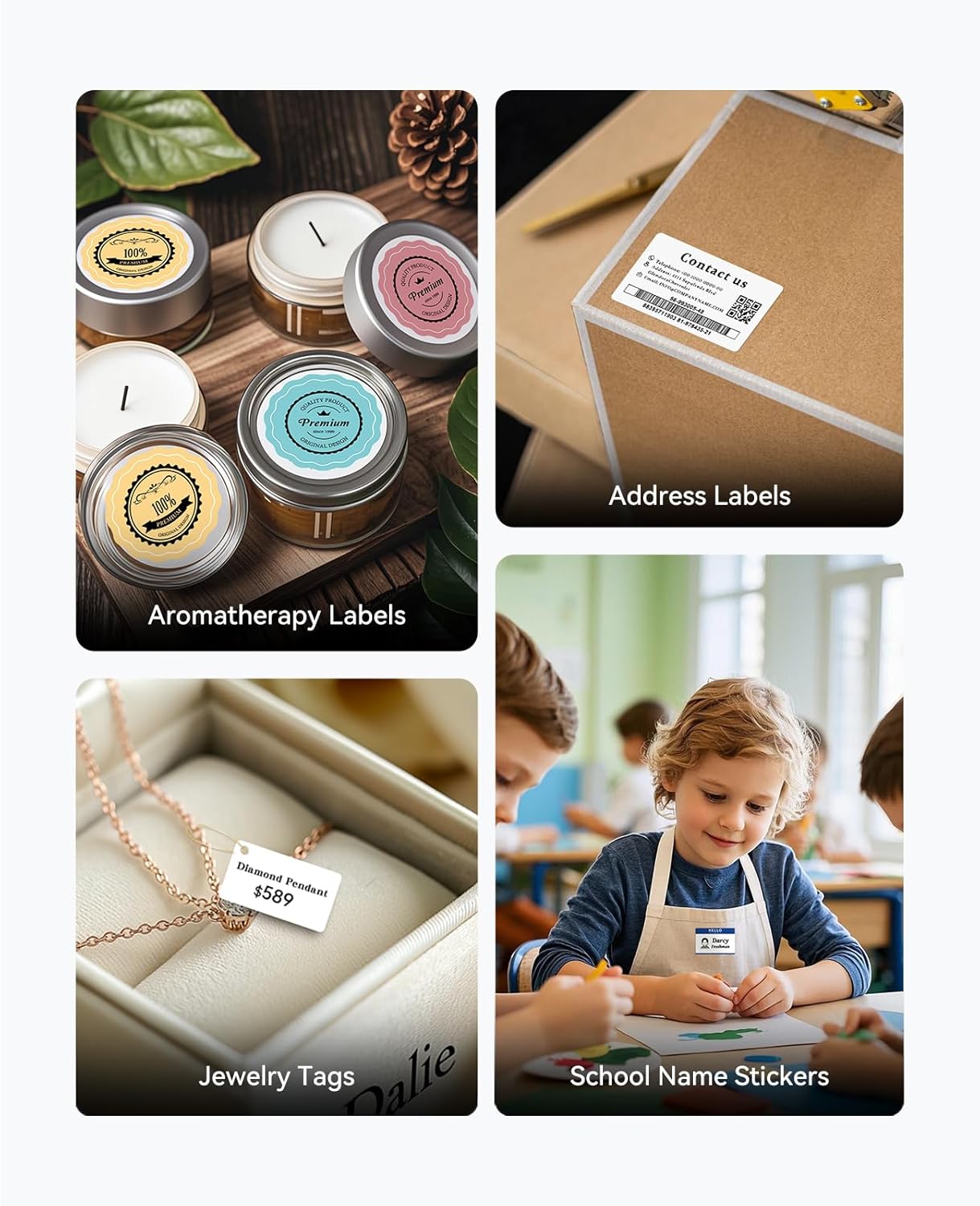 NIIMBOT 2Inch Label Maker Machine with 3 Tape, B1 Portable Sticker Printer for Small Businesses, Clothing, Logo, Jar, Address, Compatible with Phones & PC, Blue White