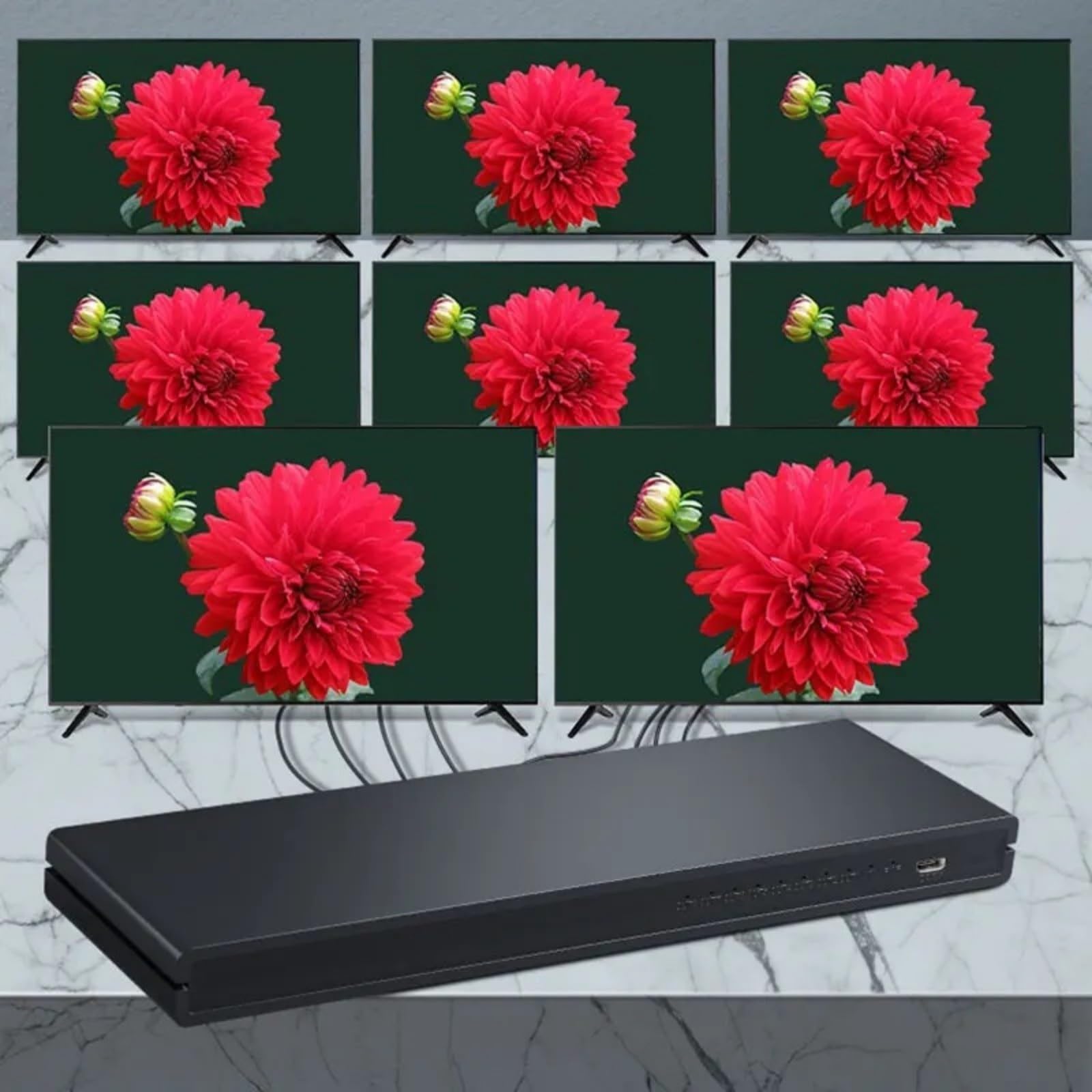 Convertitore distributore Video 1x8 Compatibile con HDMI 1 in 8 out 4K 30Hz Splitter a Porte for PC, Laptop, Dvd, proiettore, TV con Ampia compatibilità, Facile da configurare