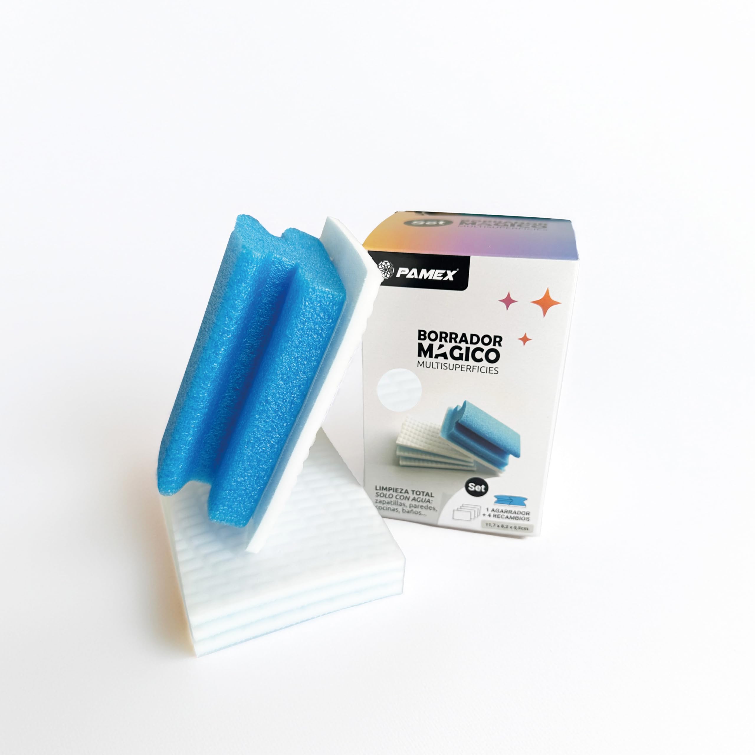 Pamex - Borrador Melamina Magico Mango + 4 Recambios - 24 Unidades