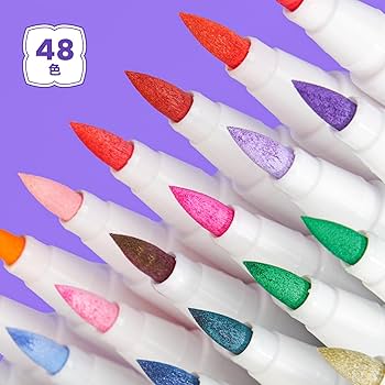 Amazon | Arrtx アクリルマーカー 48色セット｜プロ仕様柔毛ブラシ先