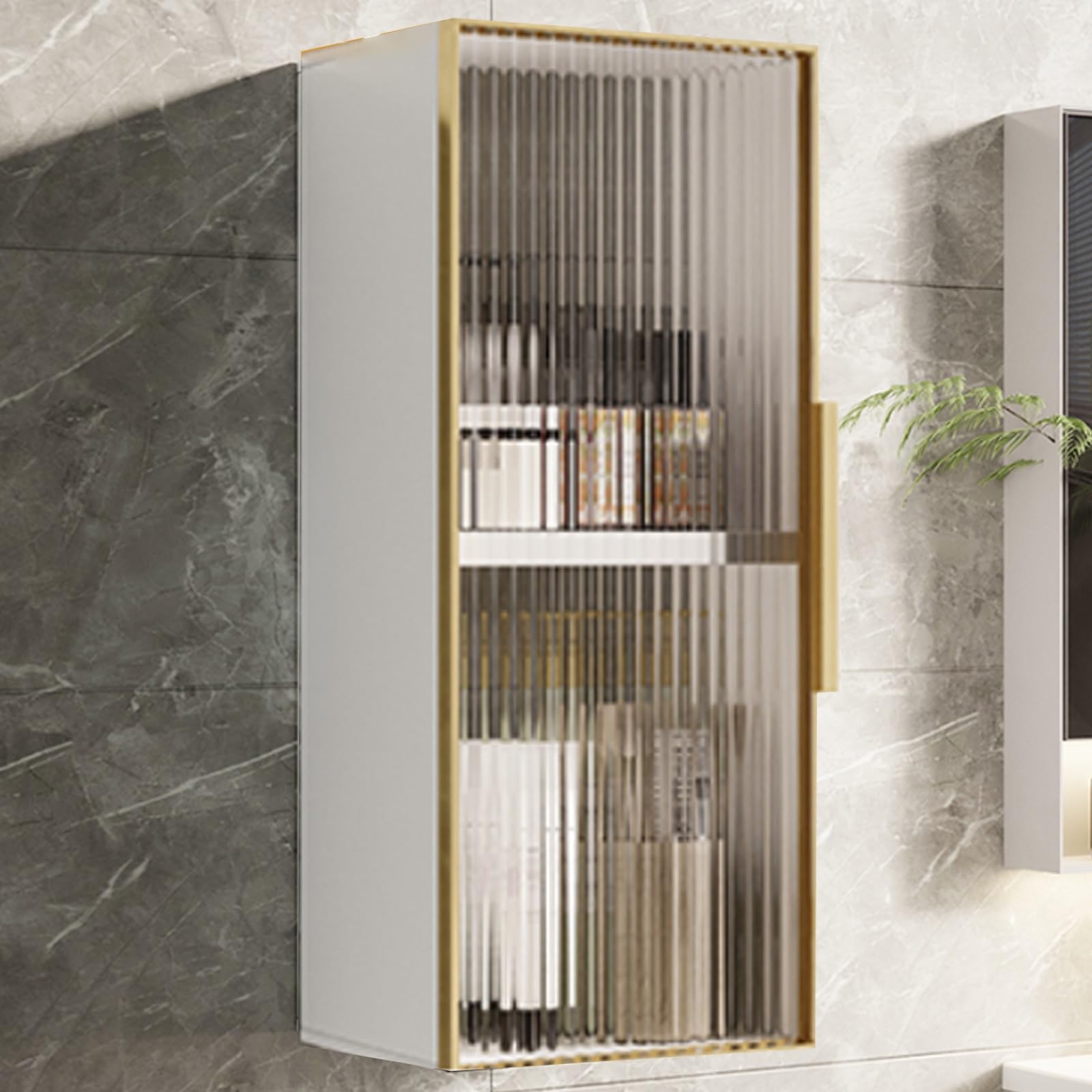 Aluminum Wall Mounted Sto Cabinet Versatile Over The Toilet For Bathroom Kitchen & Dining Room Mcine & Makeup Sto Solut,White+Gold-60*15*25Cm/23.6*5.9*9.8In,White+gold-60*15*25cm/23.6*5.9*9.8in