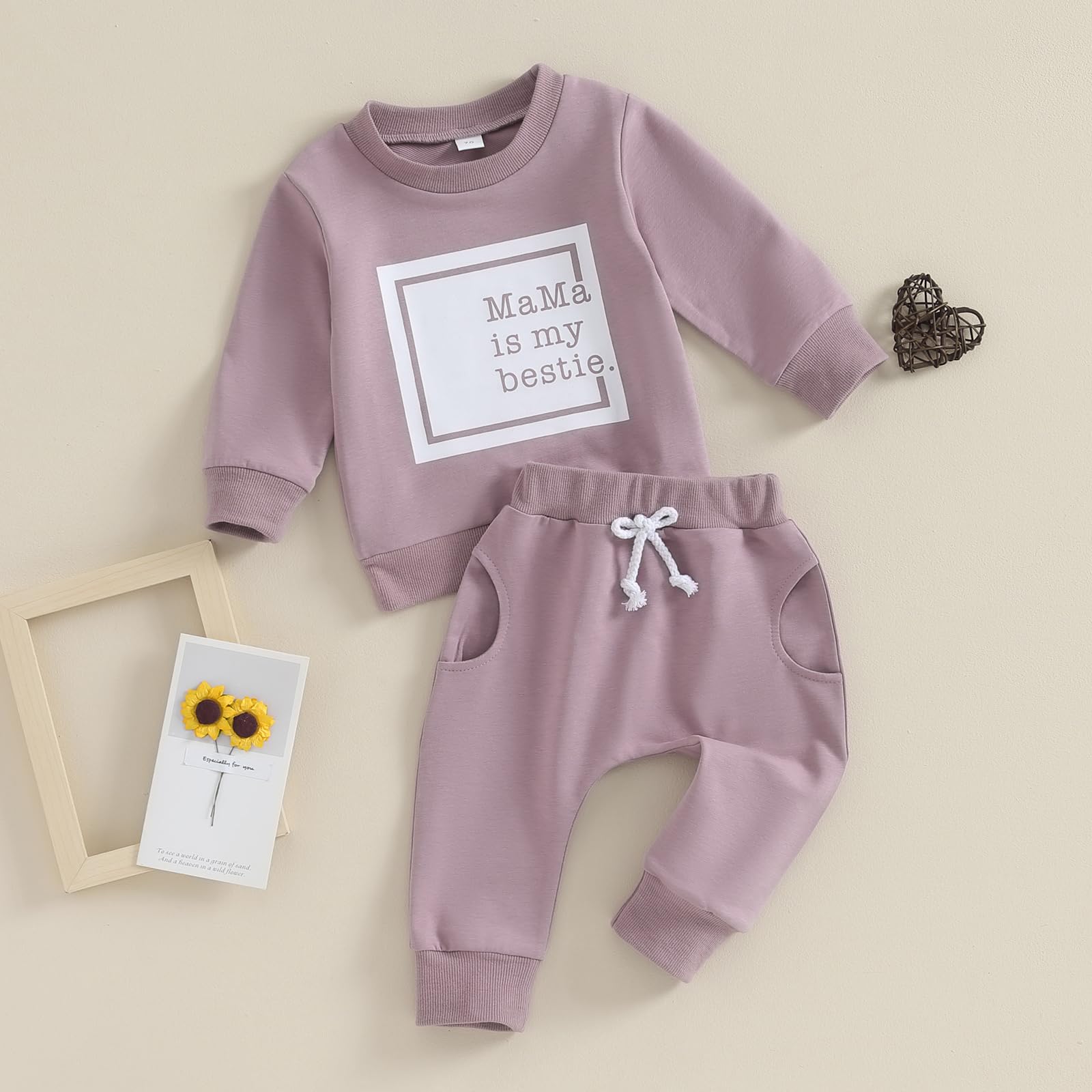 Ropa de bebé niña pequeña, sudadera de manga larga con estampado de letras y pantalones deportivos elásticos, traje de otoño e invierno para recién nacido
