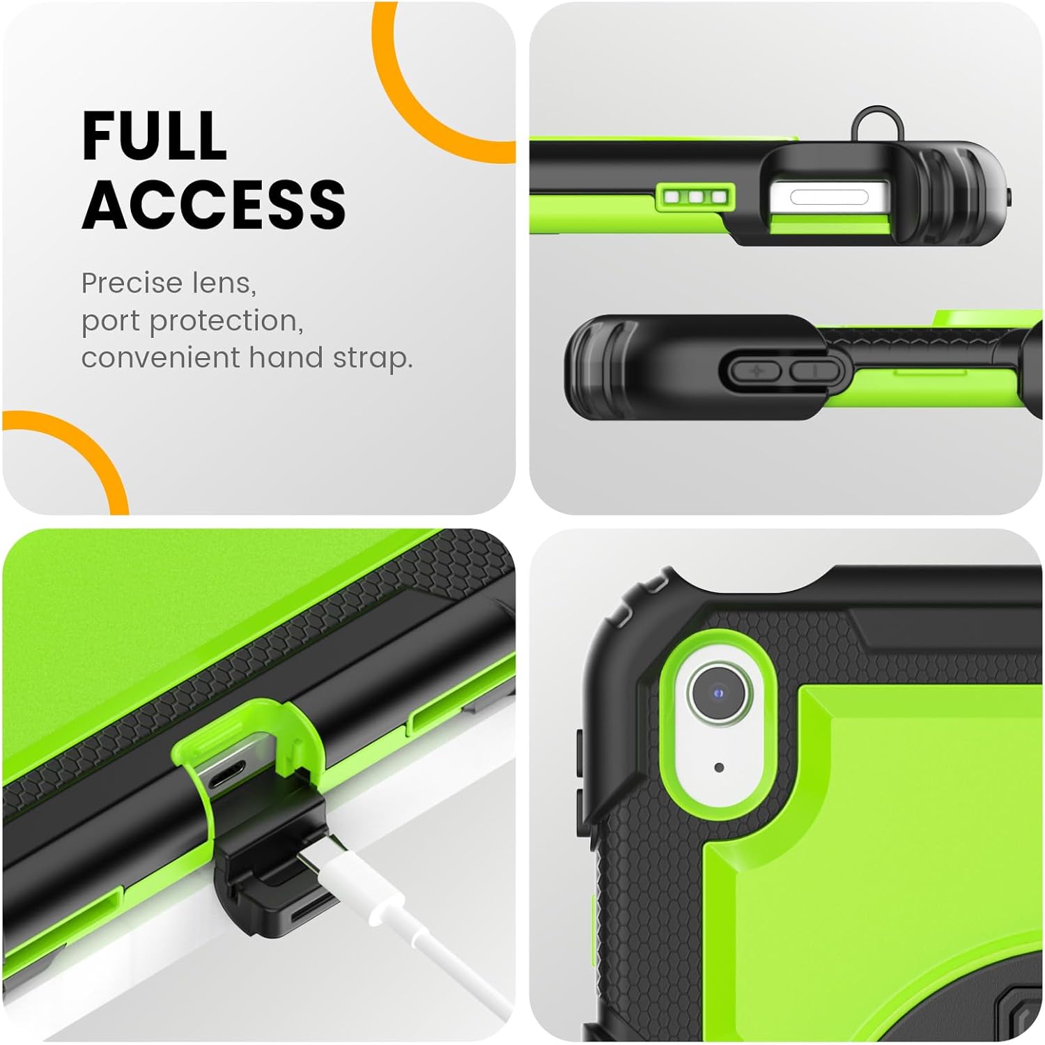 timecity for iPad (A16) 11th/ 10th Generation Case 11''/ 10.9 Inch (2025/2022) - Heavy Duty Protective Cover with Screen Protector, Stand, Shoulder Strap & Pencil Holder | Kids-Friendly - Green