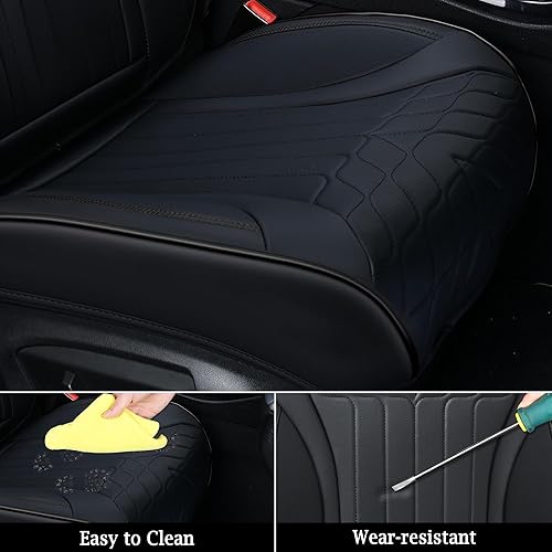 Miniatura 6 de Doogo Funda de asiento para automóviles, fundas de asiento delantero, fundas impermeables para asiento de automóvil, cojín negro para asiento de