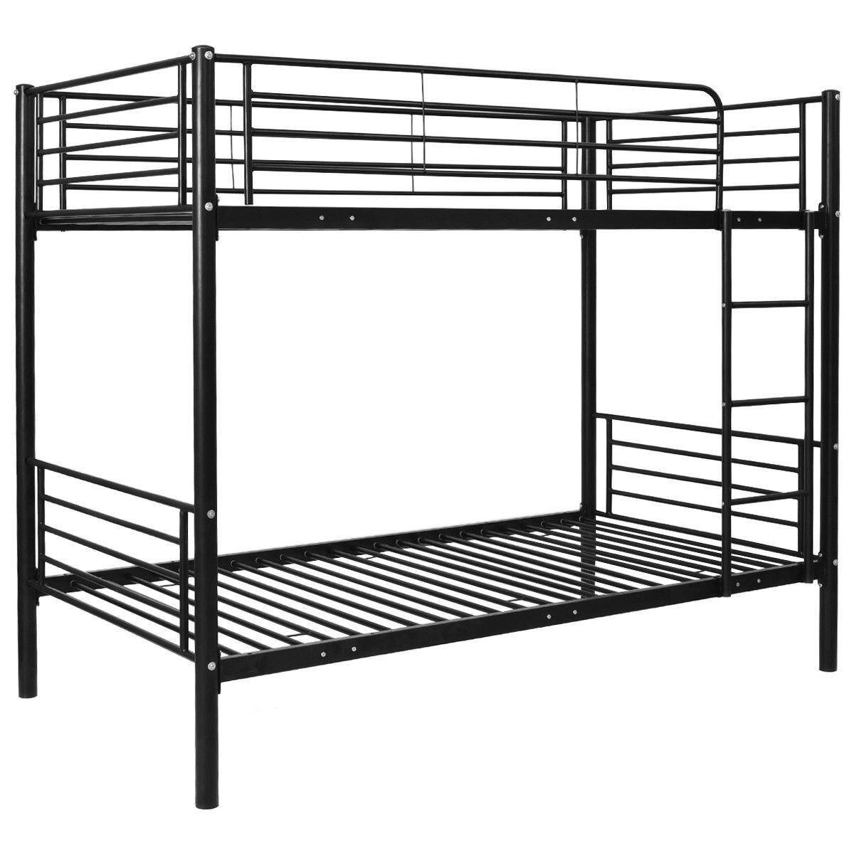 (Incomplete) Black Metal Twin Over Twin Bunk Beds Ladder Kids Teens Dorm Bedroom Furniture Allblessings