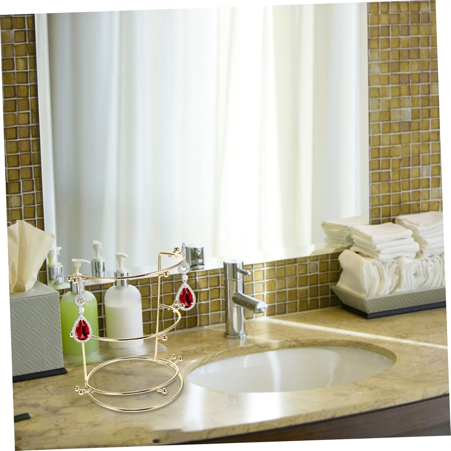 Crown Headband Holder Display Rack 3-tier Gold Plated Storage Stand for Hair Accessories