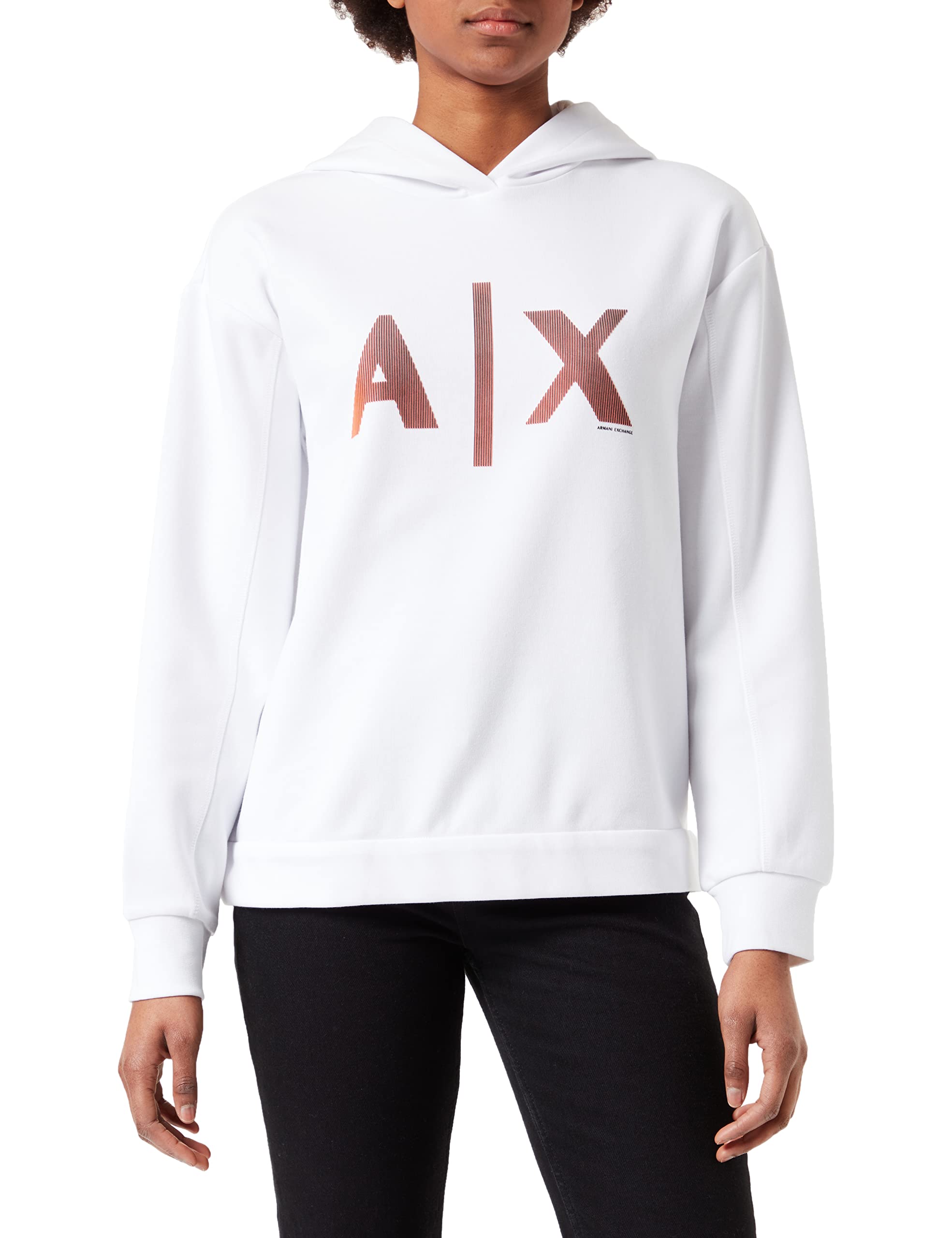 Armani ExchangeWomen's Hoodie With Maxi Logo on Front Hooded Sweatshirt