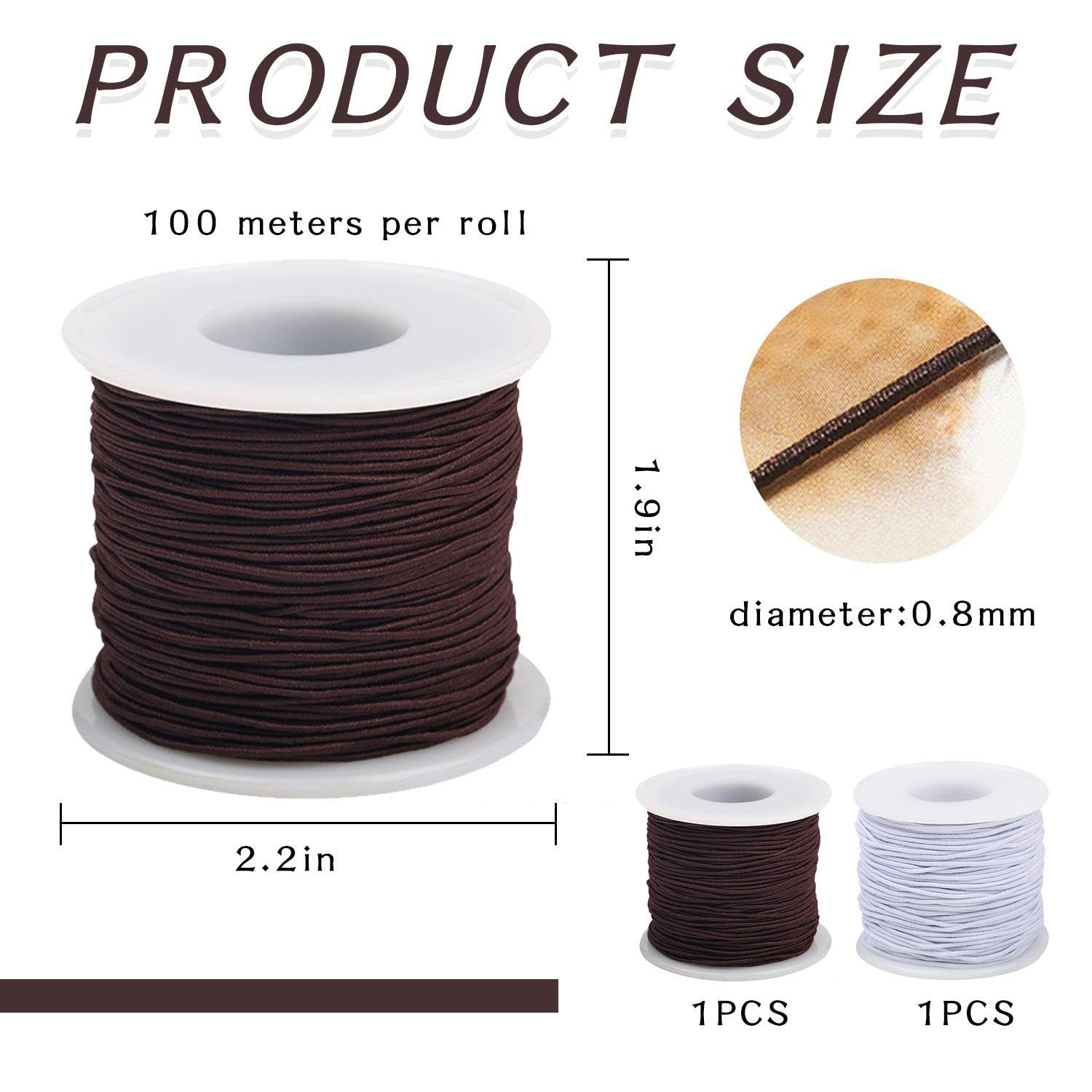 FFDHWU 2 Rolls Of Core-Spun Elastic Cord, Bracelet Elastic, Nylon Bracelet Elastic, Nautical Rope Elastic Bracelet, Nylon Elastic - Image 2