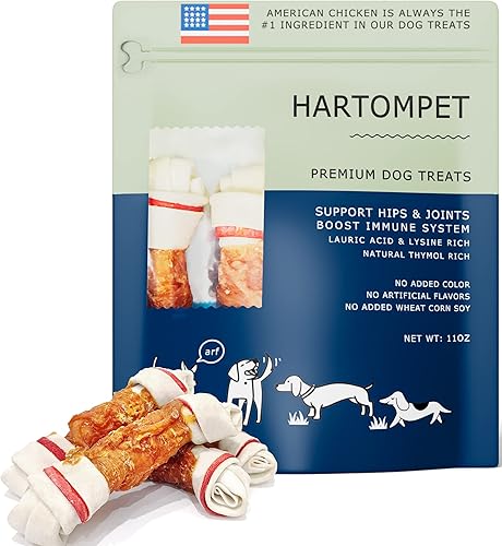 Golosinas de entrenamiento para perros sin cuero crudo, mantequilla de maní sin granos, nudos de 6.5 pulgadas para perros medianos y grandes, apoya