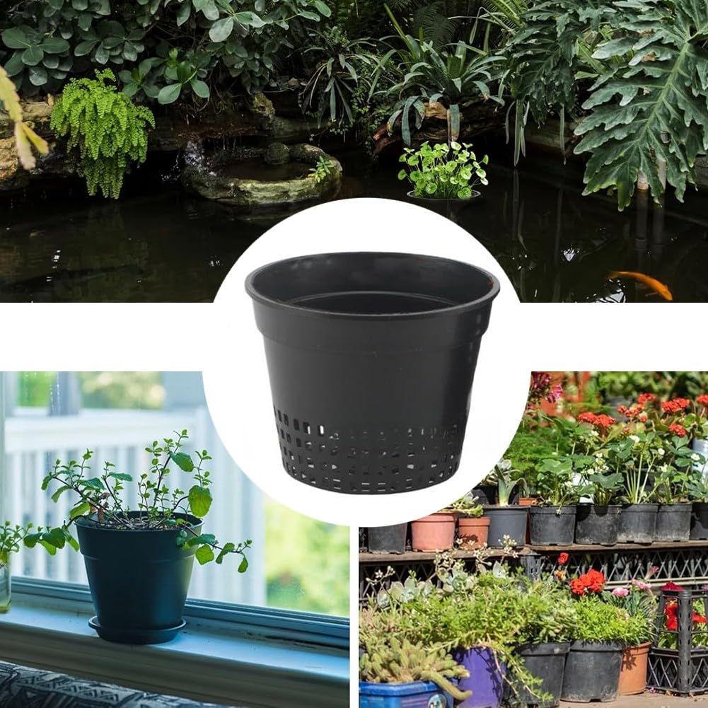 12-częściowy zestaw hydroponicznych doniczek do sadzonek, 15 x 11,2 cm, czarny plastik, idealny do kultu bez gleby z gliną, kamyczkami i wełną mineralną