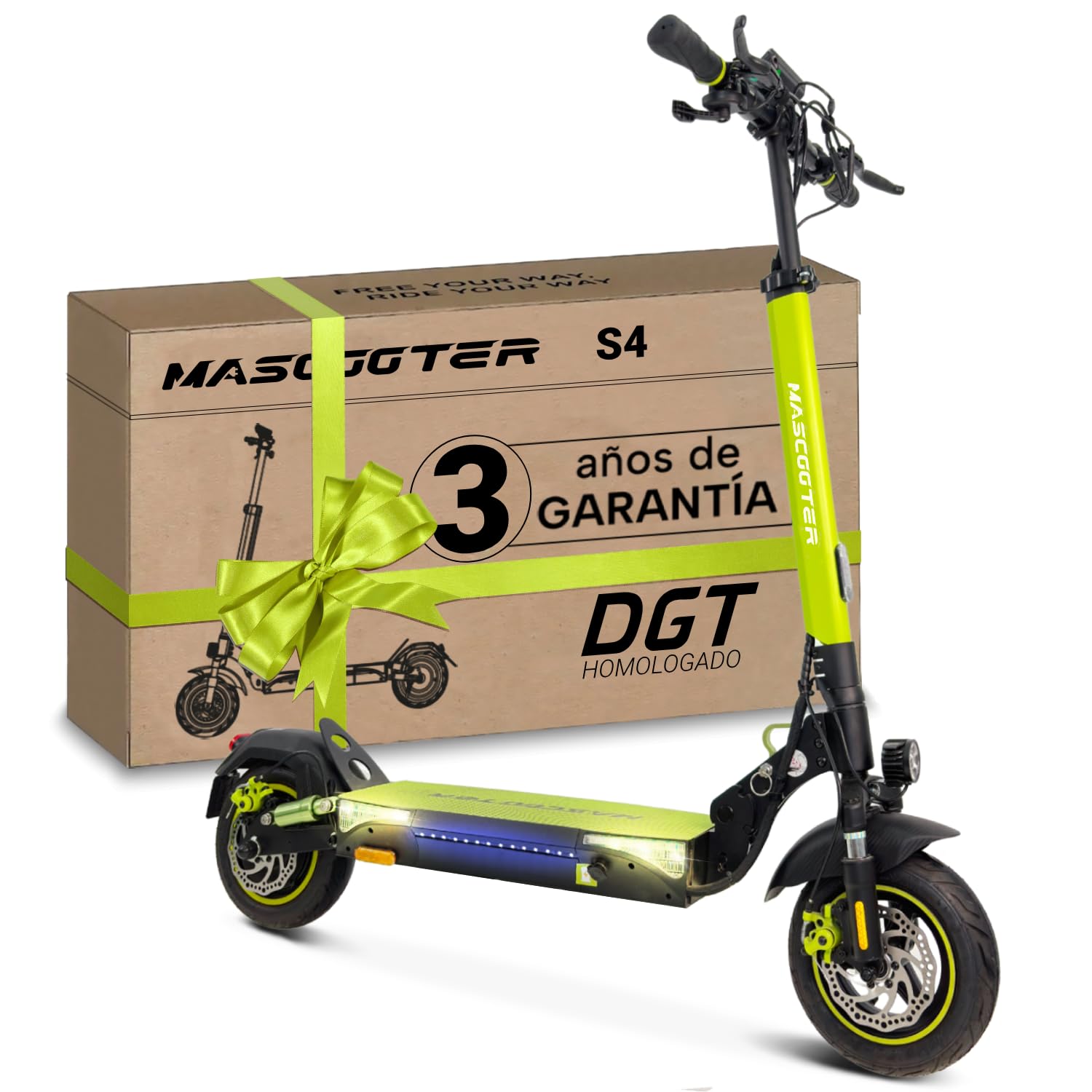 S4 | DGT Approved Adult Electric Scooter - Flashing & Battery Regeneration When Braking - 600W, 1200W MAX, 25km Autonomy, Wheels 10" Tubeless - Disc Brakes with AER