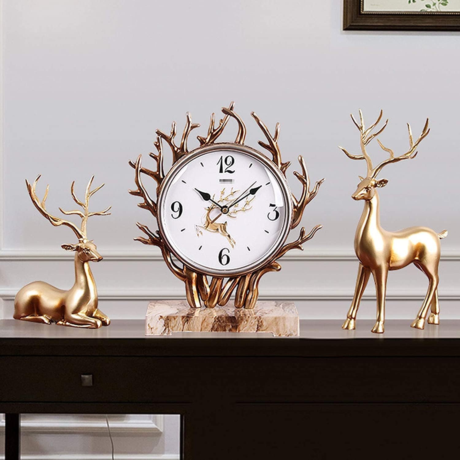 Table Clocks for Living Room Modern Creative Silent Desktop Clock Home Decoration Desk Clock,Battery Operated Classic Mantel Clocks for Living Room Fireplace Shelf Clocks,