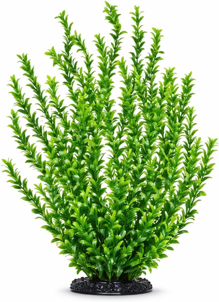 Aquatop PD-BH56 31 Inch Broad Leaf Dark Green Aquarium Plant with Weighted Base