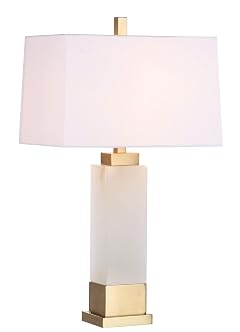 SAFAVIEH Lighting Collection Rozella Alabaster White Gold 30-inch Bedroom Living Room Home Office Desk Nightstand Table Lamp LED