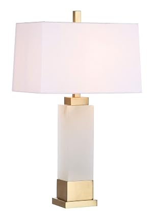 SAFAVIEH Lighting Collection Rozella Alabaster White Gold 30-inch Bedroom Living Room Home Office Desk Nightstand Table Lamp LED