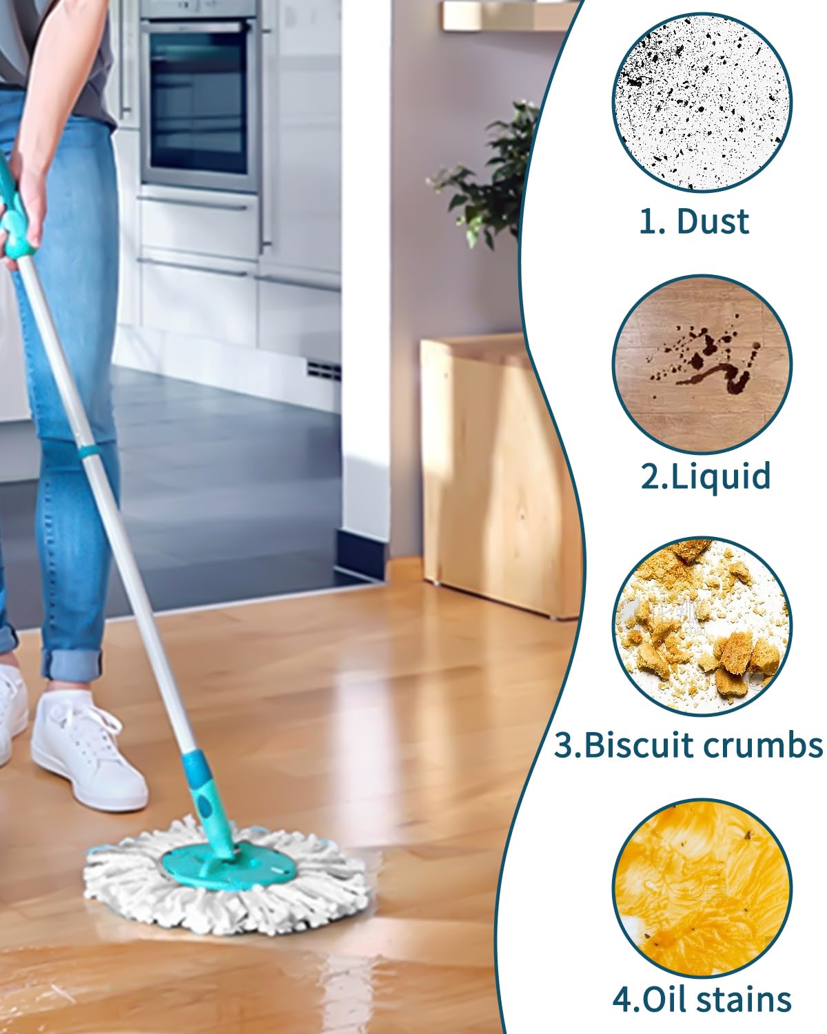 2 Têtes De Balai De Remplacement Compatibles Avec Leifheit Clean Twist Disc Mop Tres Absorbant Rechange Pieces De Rechange Pour Leifheit 98453093
