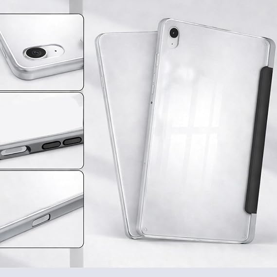Coverzone Samsung Galaxy P610 ile uyumlu Tab S6 Lite 10.4 Şeffaf Arka Kapak Smart Cover Katlanabilir Standlı Darbe Emici Koruyucu Slim Tablet Kılıfı Akıllı Uyku Özellikli Mavi
