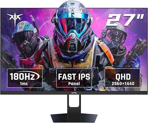 KTC Monitor QHD para juegos de 27 pulgadas, 180 Hz 1 ms GTG Fast IPS 2K Monitor de computadora gamer, monitor sin marco HDR 1440P con sincronización