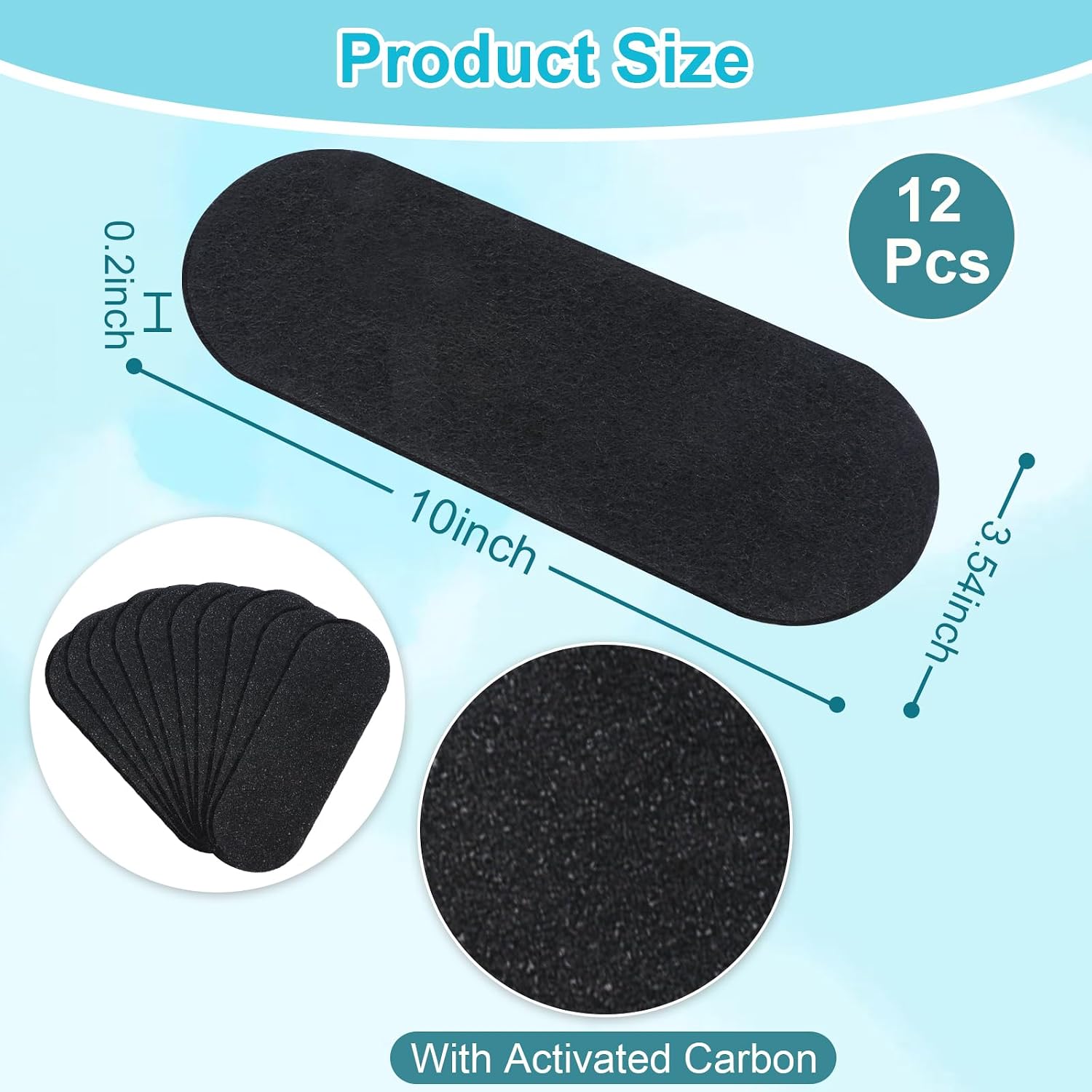 12 Pack Ceiling Fan Filters for Blades, Activated Coconut Shell Carbon Ceiling Fan Blade Filter, Ceiling Fan Air Purifier Pads for Common Household Contaminants (12)