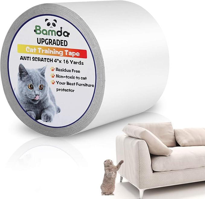 Bamda AntiScratch Cat Scratching Deterrent Tape, 4 Inches x 16 Yards Clear DoubleSided Cat