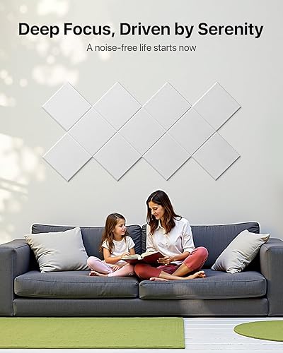 Miniatura 5 de Paneles de pared de vinilo con carga masiva autoadhesivos, paquete de 12 paneles insonorizados Mlv, 12 x 12 x 0.4 pulgadas, paneles cuadrados de