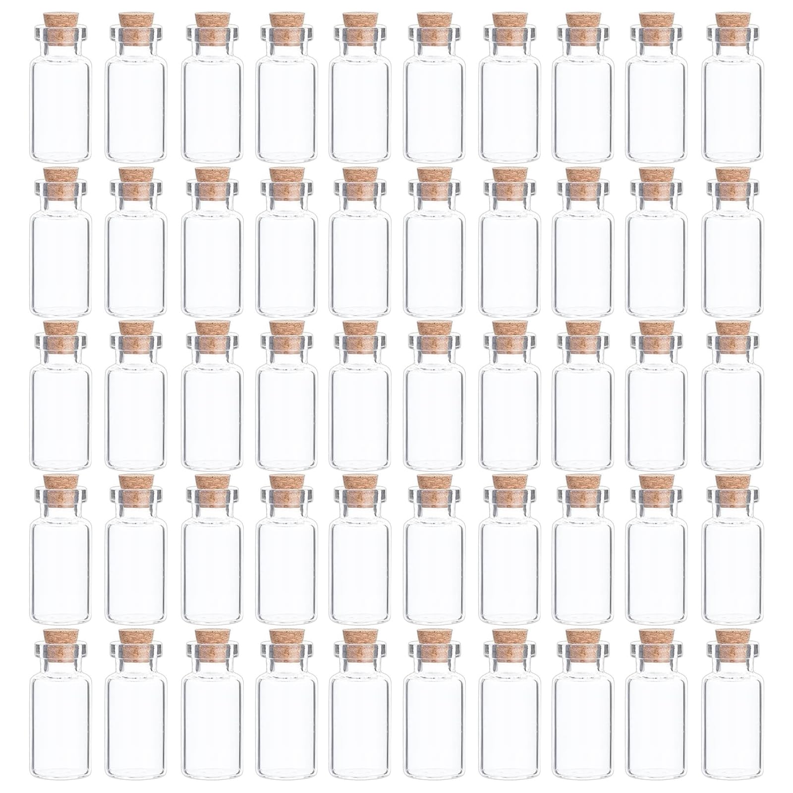 SKYPRO 50Pcs Mini Glass Bottles with Cork Lids, 18 x 40mm 5ml Tiny Glass Jars, Wishing Bottles, Small DIY Decorative Craft Vials for DIY Crafts Party Weddings Decoration Storage Accessories