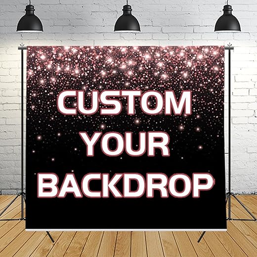 Custom 7x7ft Custom Backdrop Personalized Photo Backdrop with Picture Banner for Photography, Gift for Christmas, Birthday, Wedding, Graduation, Valentine's Day (84x84in)